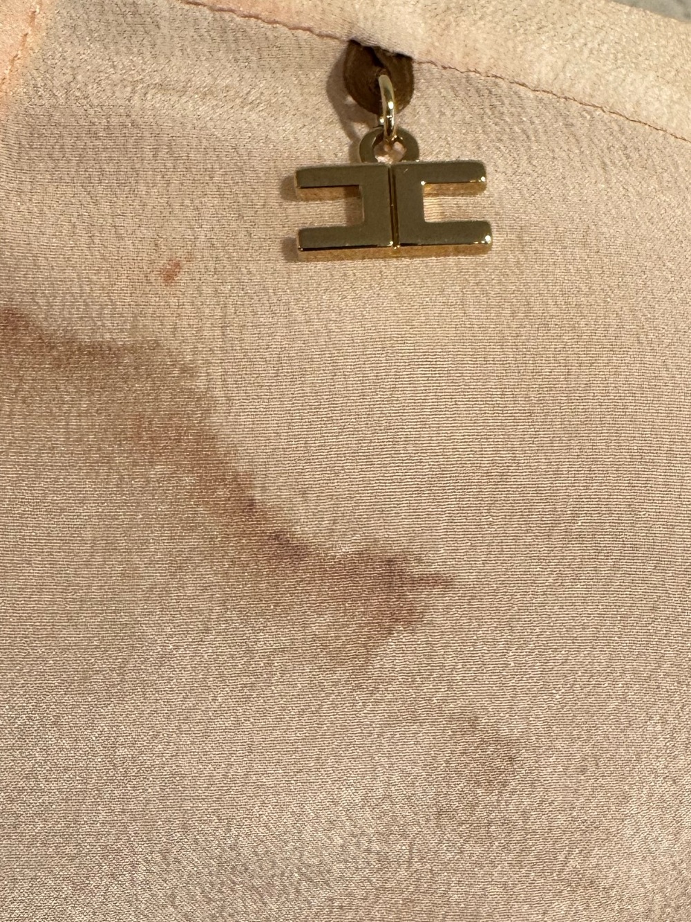 ELISABETTA FRANCHI | 100% Silk Blouse- Elegant Chic Luxury Neutral-Made In Italy - Picture 8 of 15